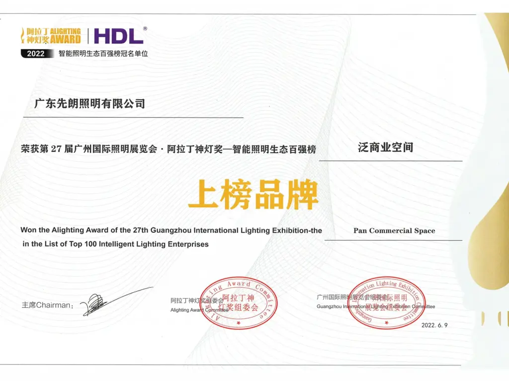 Alighting Award | Top 100 intelligent Lighting Enterprises